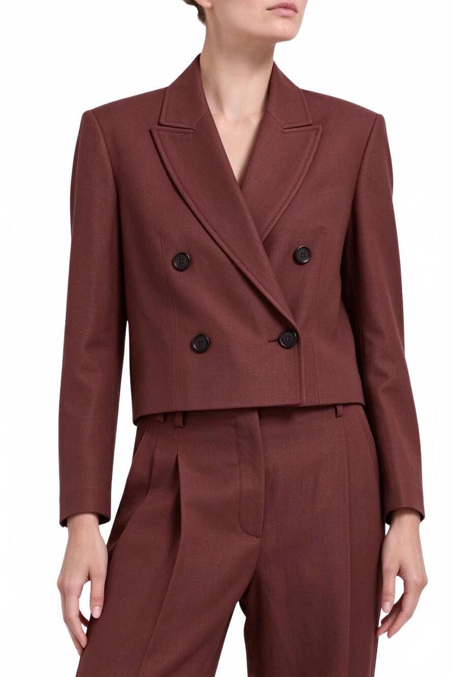 NEW BRUNELLO CUCINELLI women's crop double breasted jacket in mahogany tones